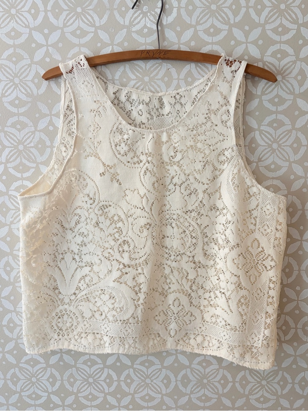 Crochet Lace Sleeveless Top - Cream